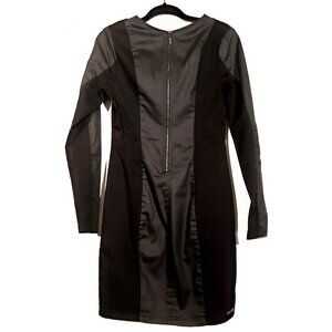 Black Colcii Long Sleeve Leather Look Slimming Dress